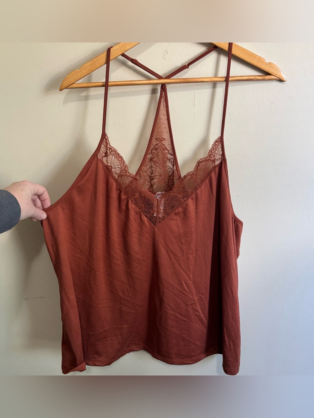 Flora by Rue21 Rust Lace Racerback Tank Top Size XL Boho Romantic